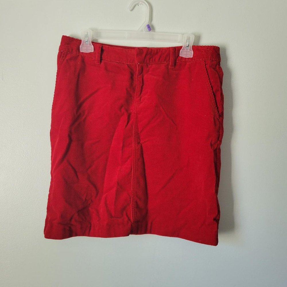 American Living Women's Size 8 Red Corduroy Skirt With Pockets and Front Zipper